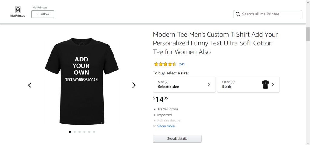 modern tee on amazon